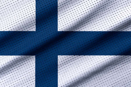 Finland flag on texture sports. Horizontal sport theme poster, greeting cards, headers, website and app. Background for patriotic and national designの写真素材