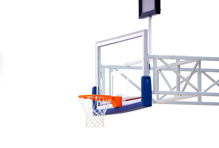 New professional basketball hoop cage isolated on white background. Horizontal sport theme poster, greeting cards, headers, website and appの写真素材