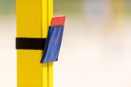 Yellow and red card, soccer, football or volleyball foul. Sport team concept. Horizontal sport theme poster, greeting cards, headers, website and appの写真素材