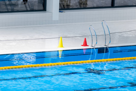 Swimming pool and training. Horizontal sport theme poster, greeting cards, headers, website and appの写真素材