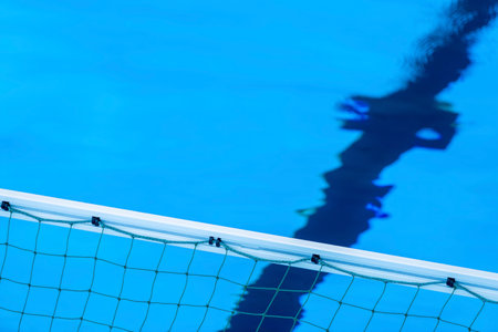 Water polo gates on water in the swimming pool. Horizontal sport theme poster, greeting cards, headers, website and appの写真素材