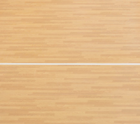 Wooden floor basketball, badminton, futsal, handball, volleyball, football, soccer court. Wooden floor of sports hall with marking lines on wooden floor indoor, gym courtの写真素材