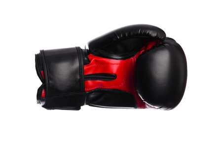 black boxing mitts on a white backgroundの写真素材