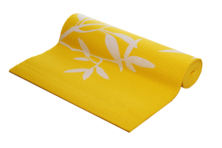 yellow yoga mat on a white background ,isolatedの写真素材