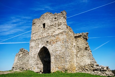 Ancient castle ruins Ukraine, built in 12th centuryの写真素材