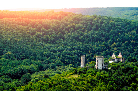 Scenic view of Chervonohorod Castle ruins Nyrkiv village, Ternopil regionの写真素材