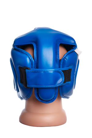 An image of a red boxing helmet on a white backgroundの写真素材