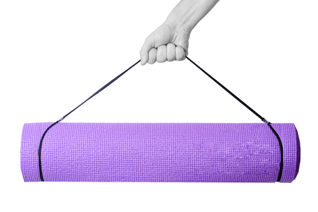 pink yoga mat on a white background ,isolatedの写真素材