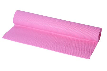 pink yoga mat on a white background ,isolatedの写真素材