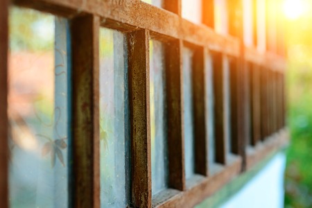 Perspective view at skyscraper windows from low angle.の写真素材