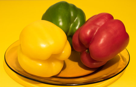 30.10.2022 Bialystok Poland. The fruit of colorfully sweet peppers.の写真素材