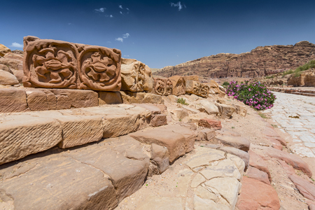 Roman avenue in Nabatean Petra Jordan Middle East.の写真素材