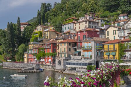 Scenic view of the picturesque village of Varenna on the eastern shore of Lake Como, Italy.の写真素材