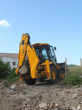 Excavator on a site