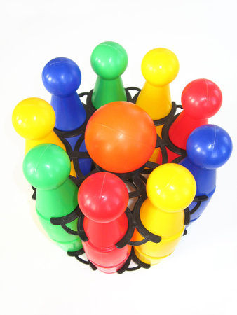 Toy plastic bowlsの写真素材