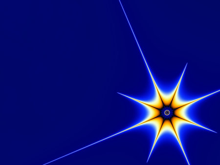 Orange star on blue backgroundの写真素材