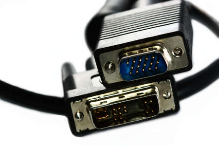 DVI - VGA cable isolated over white backgroundの写真素材