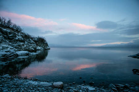 Sunset reflections on the lakeの写真素材