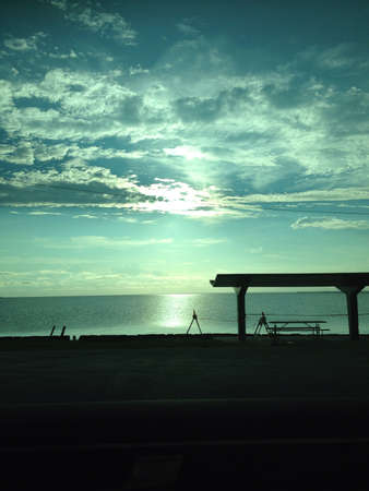 Sunset over the water の素材
