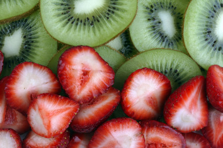 Strawberry and kiwiの写真素材