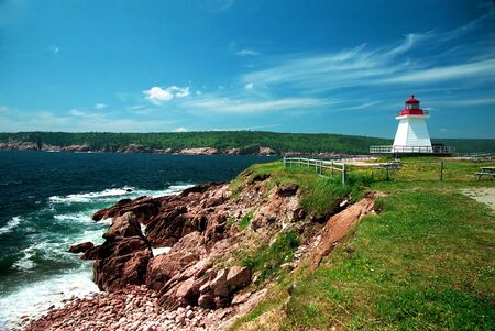 Old lighthouse in Gaspesie,quebecの写真素材