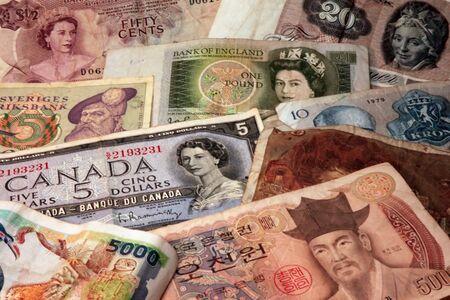 Different money paper from different countryの写真素材