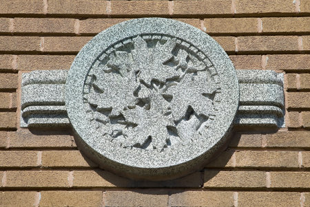 Architecture detail representing several maple leafs