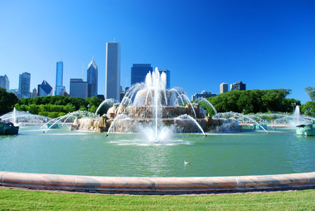 View of Downtown of the city of Chicagoの写真素材