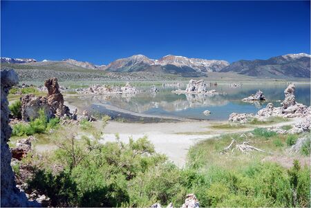 View of Mono lake on a sunny dayの写真素材