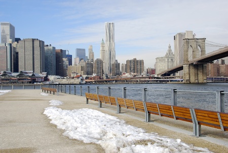 New York and the Brooklyn bridgeの写真素材