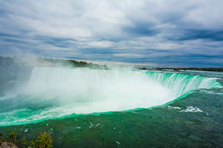 Summertime View of Niagara Falls from Ontario Canada Sideの写真素材