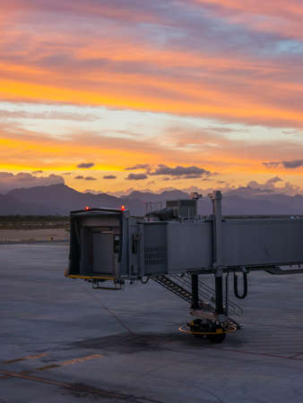 Sunset view at the airportの写真素材