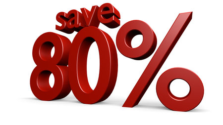 save eighty percent, 3d render