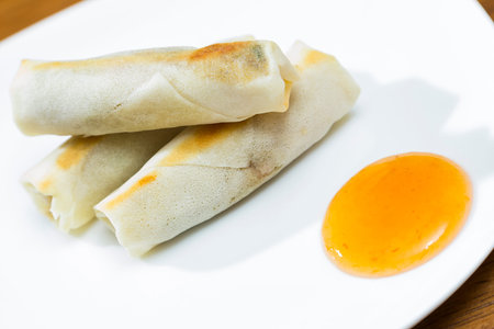 Spring Rolls and Dipping Sauce Plate