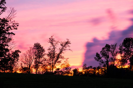 Scenic View of Colorful Sky at Sunsetの写真素材