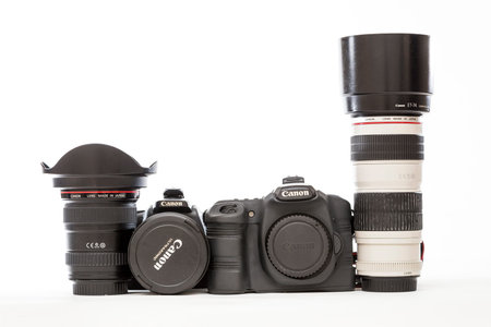 TORONTO, CANADA - FEBRUARY 17, 2016 : Photography Gear in Bright Studio for Illustrative Editorial...