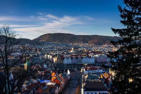 Overhead view of northern european cityの写真素材