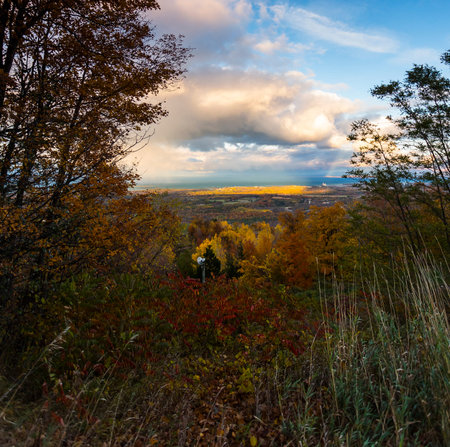 Scenic Mountain View at Sunsetの写真素材