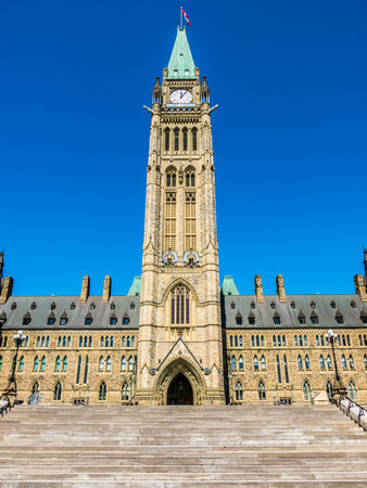 OTTAWA, CANADA - APRIL 16, 2015 : The Parliament Buildings in Ottawa, Canada's Capital City and head of it's federal governmentのeditorial素材