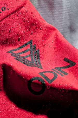 KELOWNA, CANADA - NOVEMBER 14 2011 : Closeup View of Helly Hansen Odin Series Jacket, their top of the line mountain outerwear in an illustrative editorialのeditorial素材