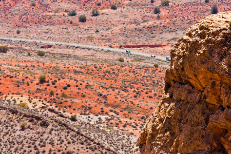 sandstone arches in utahs moab desert areaの写真素材