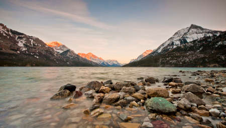 waterton international peace park on border of Canada and USAの写真素材
