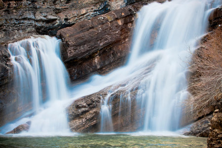 view of scenic waterfallsの写真素材