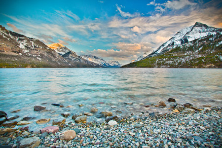 waterton international peace park on border of Canada and USAの写真素材