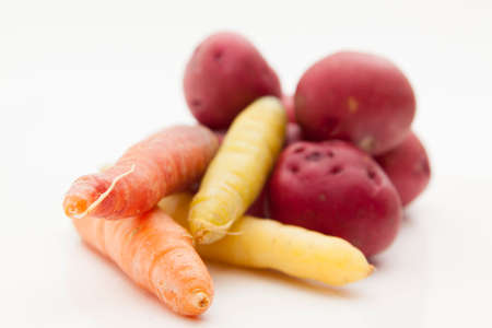 fresh picked produce on a white backgroundの写真素材