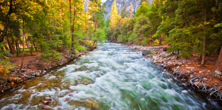 scenic view of yosemite national park californiaの写真素材