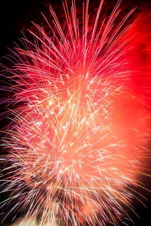 closeup view of fireworks at nightの写真素材