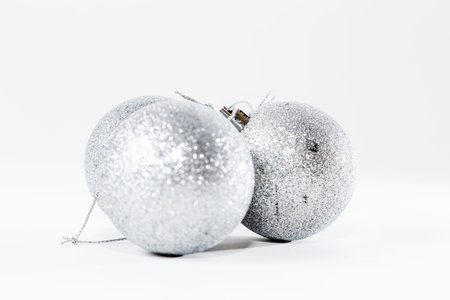 christmas baubles decoration on bright background