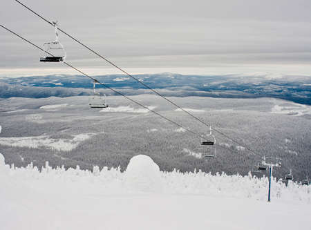 ski resort views of the landscape in winterの写真素材
