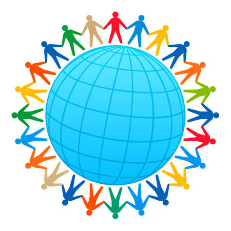 People around of globeのイラスト素材